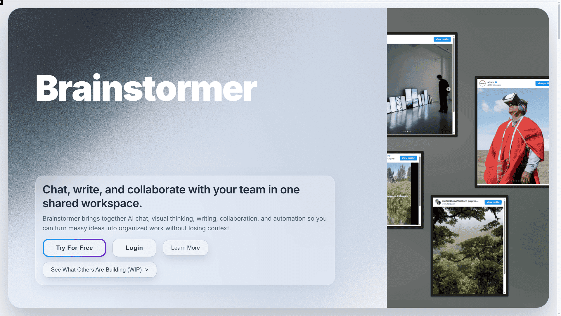 Brainstormer interface preview