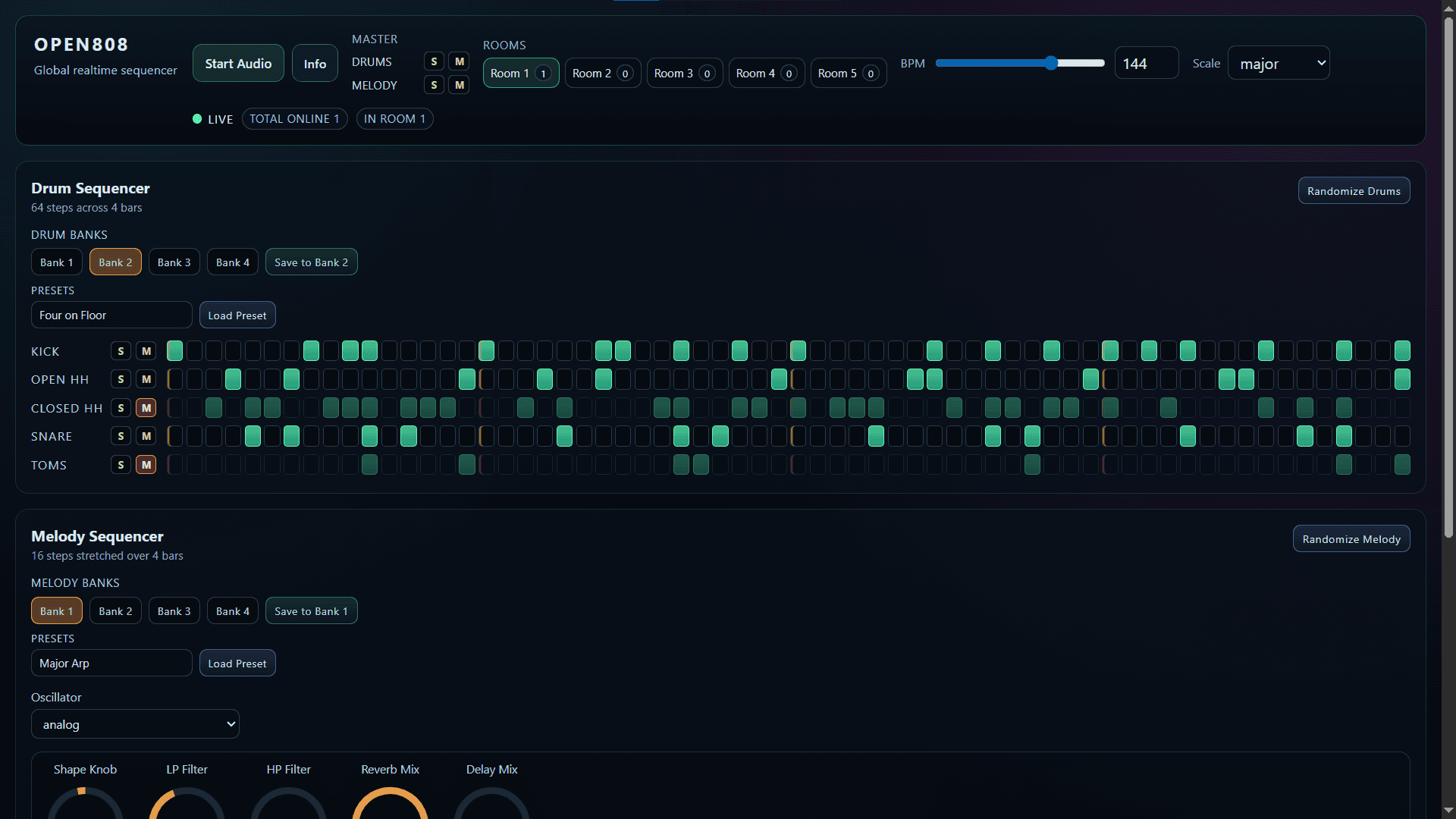 Open808 sequencer and controls preview